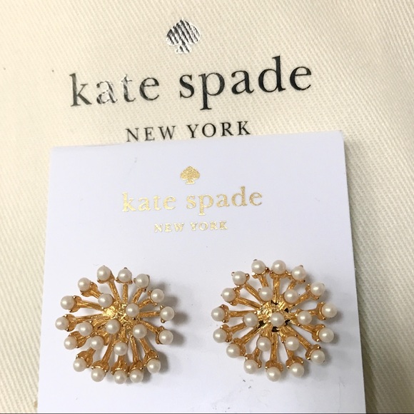 LAST 1 ⭐️Kate ♠️ pearl gold tone sputnick earrings - Picture 3 of 4
